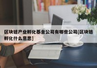 区块链产业孵化基金公司有哪些公司[区块链孵化什么意思]